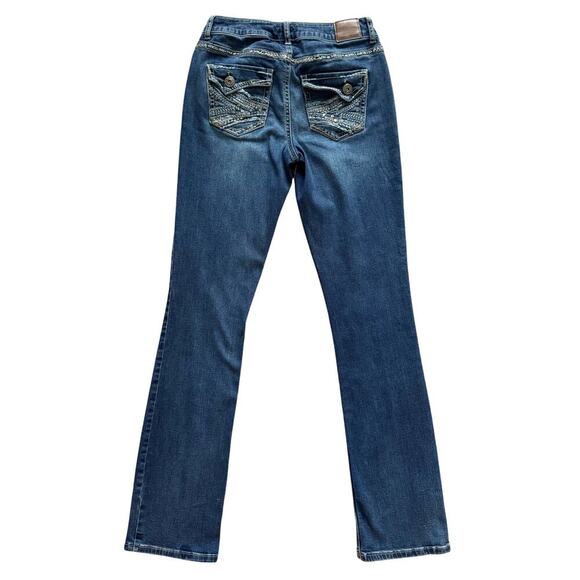 Maurices Jeans Womens Size 5/6 Long 6L Blue Embroidered pockets bootcut silver - Picture 15 of 16